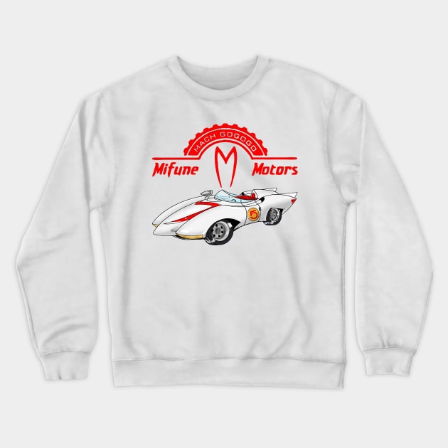 mifune motors mach 5 car Crewneck Sweatshirt by BEBAS BERSUARA